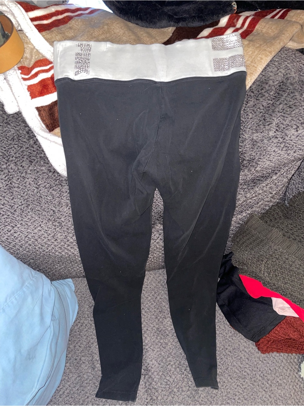 PINK Victoria's Secret Black Yoga Leggings with White Logo - Picture 2 of 3